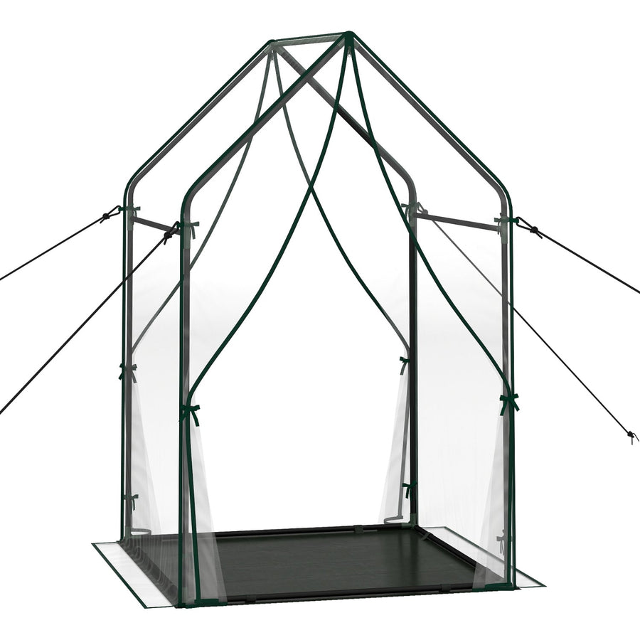 Mini Green House Metal Frame with Waterproof Bottom Mat and Wind Ropes