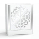 Mirrored Shoe Cabinet 4-Tier Shoe Organizer with Large Drawer-White