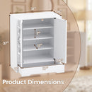 Mirrored Shoe Cabinet 4-Tier Shoe Organizer with Large Drawer-White