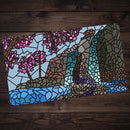 Mermaid Stained Glass with Blossom Trees and Waterfalls Playmat