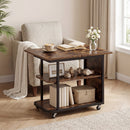 Mobile Side Table with Foldable Swivel Top and 2-Tier Shelf
