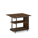 Mobile Side Table with Foldable Swivel Top and 2-Tier Shelf