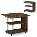 Mobile Side Table with Foldable Swivel Top and 2-Tier Shelf