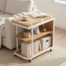 Mobile Side Table with Foldable Swivel Top and 2-Tier Shelf