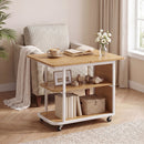 Mobile Side Table with Foldable Swivel Top and 2-Tier Shelf