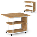Mobile Side Table with Foldable Swivel Top and 2-Tier Shelf