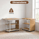 Mobile Side Table with Foldable Swivel Top and 2-Tier Shelf