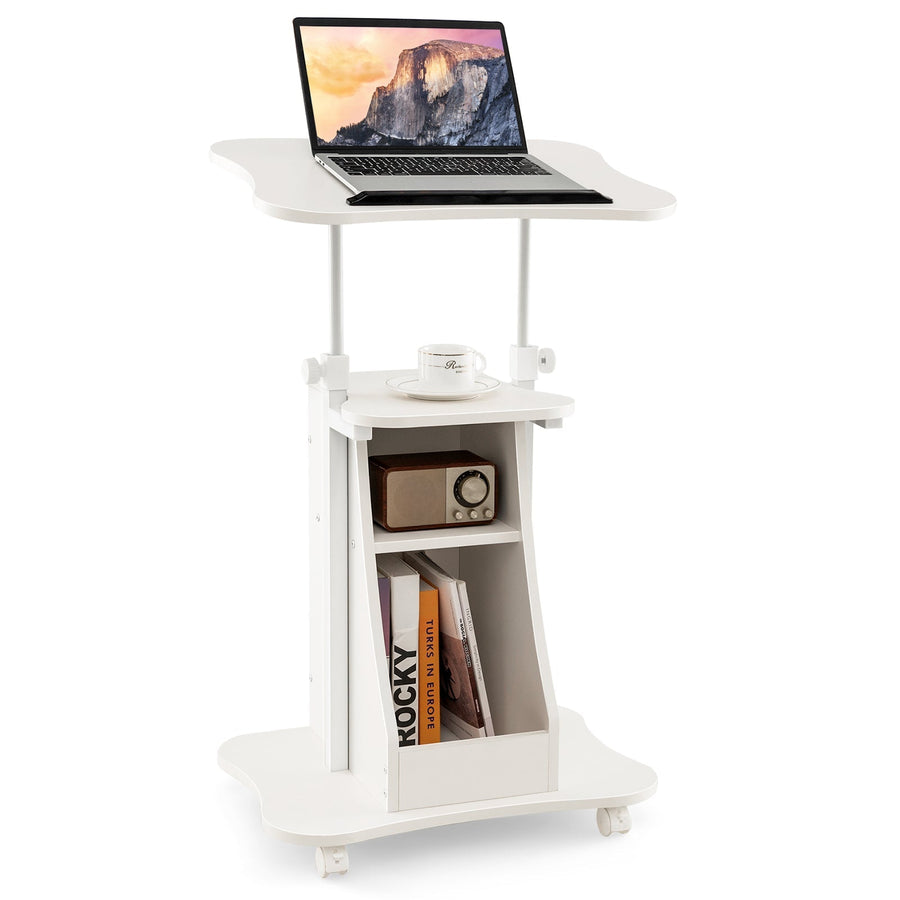 Sit-to-Stand Laptop Desk Cart Height Adjustable with Storage