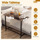 Mobile Side Table Rolling Laptop Desk Cart with Tablet Slot-Rustic Brown