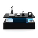 Modern 2-tier High Glossy Table with Adjustable Light Colors for Living Room