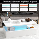 Modern 2-tier High Glossy Table with Adjustable Light Colors for Living Room