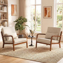 Modern Accent Chair Faux Leather Linen Fabric Upholstered Armchair