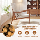 Modern Accent Chair with Solid Rubber Wood Faux Leather Upholstered Armchair