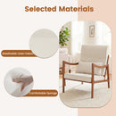 Modern Accent Chair with Solid Rubber Wood Faux Leather Upholstered Armchair