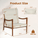 Modern Accent Chair with Solid Rubber Wood Faux Leather Upholstered Armchair