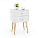 Modern Nightstand Bedside Table Mid Century with 2 Drawers-Natural