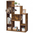 Modern Cat Bookshelf Cat Tree 8-Section Storage Cabinet with 2 Round Holes