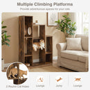 Modern Cat Bookshelf Cat Tree 8-Section Storage Cabinet with 2 Round Holes