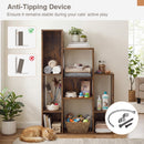 Modern Cat Bookshelf Cat Tree 8-Section Storage Cabinet with 2 Round Holes