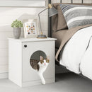 Cat Litter Box Enclosure with Nightstand Top - White