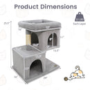 Modern Cat Tree Space-saving Cat Tower with Upholstered Perch and 2 Cat Condos
