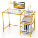 Modern Console Table with 2 Open Shelves and Metal Frame-Golden