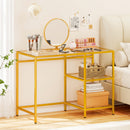 Modern Console Table with 2 Open Shelves and Metal Frame-Golden