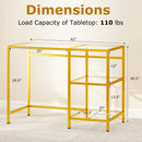 Modern Console Table with 2 Open Shelves and Metal Frame-Golden