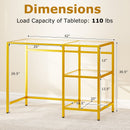 Modern Console Table with 2 Open Shelves and Metal Frame-Golden