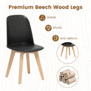 Modern Dining Chair Set of 2 with Solid Beech Wood Legs and Tilt Backrest