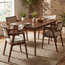 Modern Fabric Upholstered Rubber Wood Dining Chairs Set of 2 with Arms-Beige