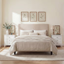 Modern Farmhouse 3-Drawer NightStand with Wood Grain Accents and Sleek Knobs