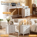 Modern Farmhouse 3-Drawer NightStand with Wood Grain Accents and Sleek Knobs