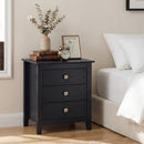 Modern Farmhouse 3-Drawer NightStand with Wood Grain Accents and Sleek Knobs