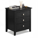 Modern Farmhouse 3-Drawer NightStand with Wood Grain Accents and Sleek Knobs