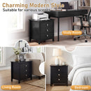 Modern Farmhouse 3-Drawer NightStand with Wood Grain Accents and Sleek Knobs