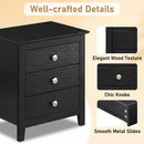 Modern Farmhouse 3-Drawer Night Stand with Wood Grain Accents for Bedroom