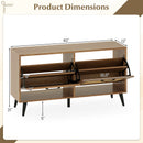 Modern Freestanding Shoe Cabinet with 2 Flip Drawers and Adjustable Shelves for Entryway-Natural