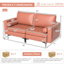 Modern Loveseat Sofa with 2 Bolsters and Side Storage Pocket