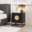 Modern Mid Century Fluted Nightstand with 2 Drawers and Pine Wood Handles for Bedroom