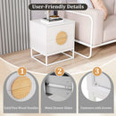 Modern Mid Century Fluted Nightstand with 2 Drawers and Pine Wood Handles for Bedroom