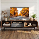Modern Mid Century TV Cabinetfor TVs up to 82" with Drawer-Walnut