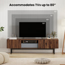 Modern Mid Century TV Cabinetfor TVs up to 82" with Drawer-Walnut