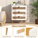 Modern End Table with 3 Rattan Decorated Drawers-White