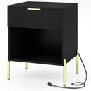 Nightstand with Charging Station and Storage Drawer