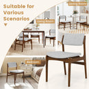 Modern Padded Dining Chairs with Rubber Wood Legs Set of 2-Brown