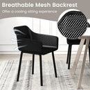 Modern Plastic Dining Chairs Set of 4 Kitchen Armchairs with Breathable Mesh Backrest-Black