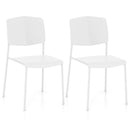 Modern Plastic Dining Chair Set of 2 with Metal Legs and Curved Back