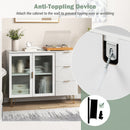 Modern Sideboard Buffet Cabinet with 2 Doors and 3 Drawers for Living Room Dining Room-White