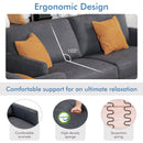Modern Sofa Couch with Solid Metal Legs and Removable Backrest Cushion-Gray